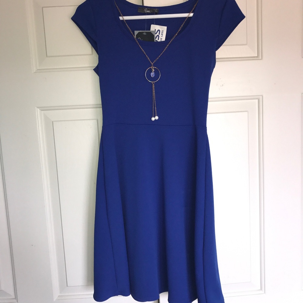 Royal Blue Dress With Necklace